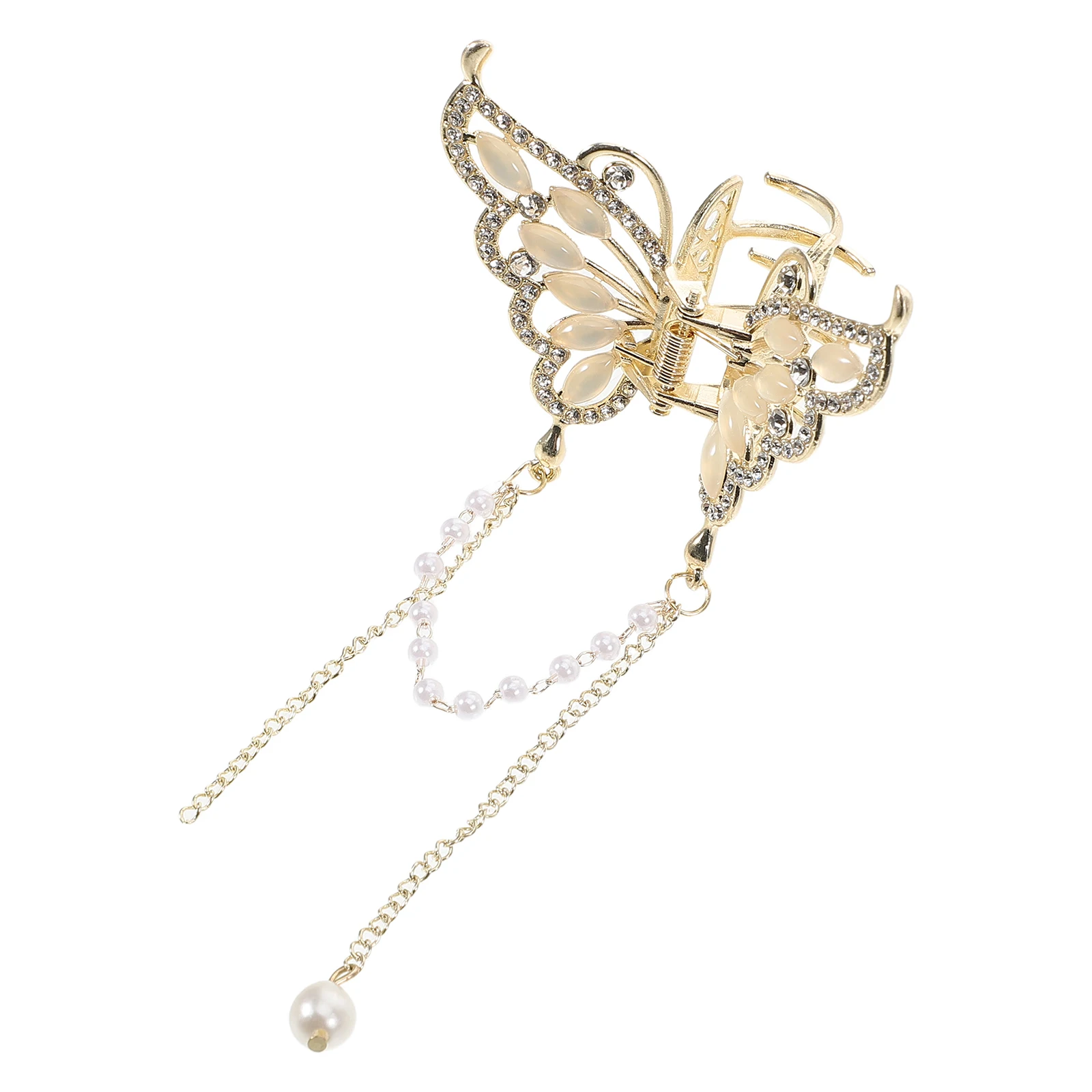 

Elegant Cat's Eye Stone Butterfly Hair Clip Claw with Tassel Pendant for Women Fancy Hair Accessories Durable Material
