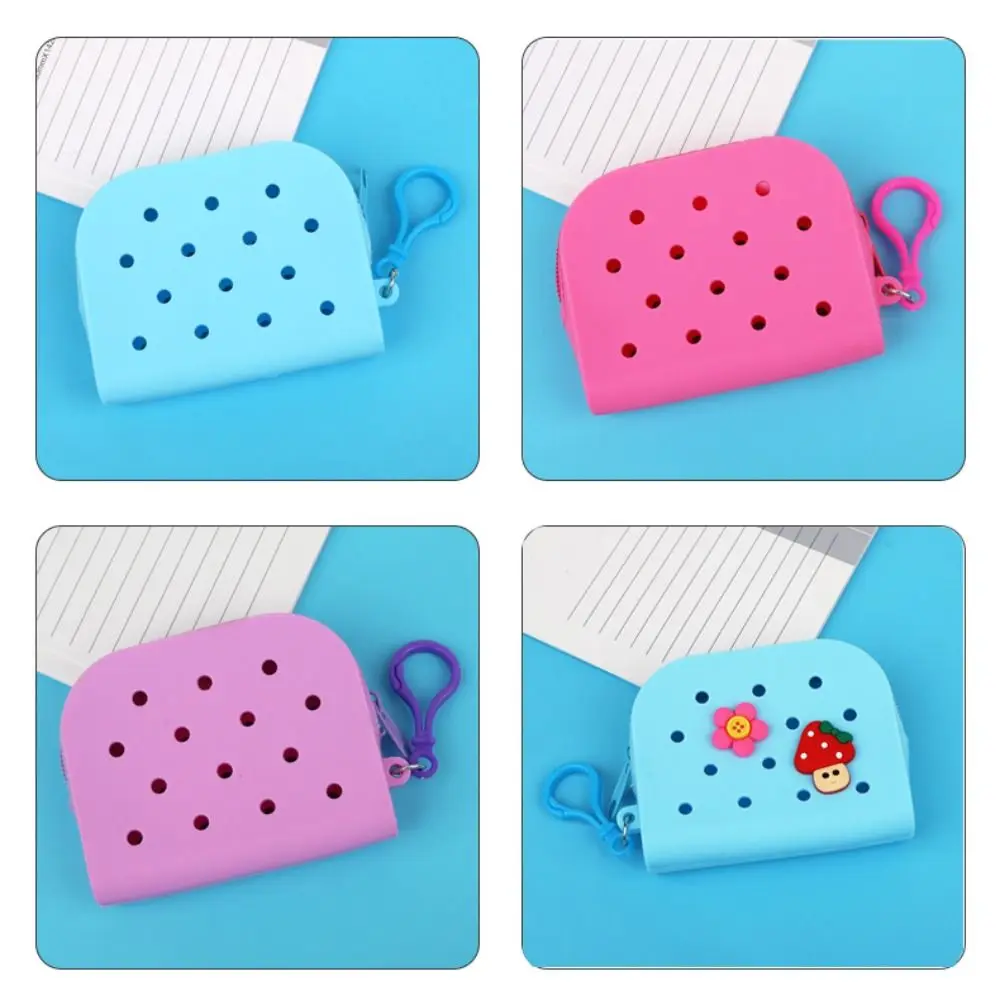 Soft Silicone Mini Holes Wallet Zipper Coin Purses Card Holder Money Bag Women Girls Zipper Change Pouch Storage Bag Organizer