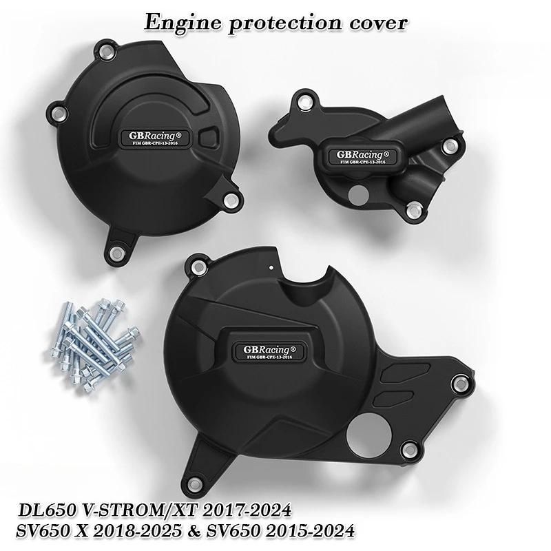 

Комплект вторичных крышек двигателя GBRacing для SUZUKI SV650 2015-2025: крышка генератора, крышка сцепления, крышка насоса, комплект бобин CGA09-GBR