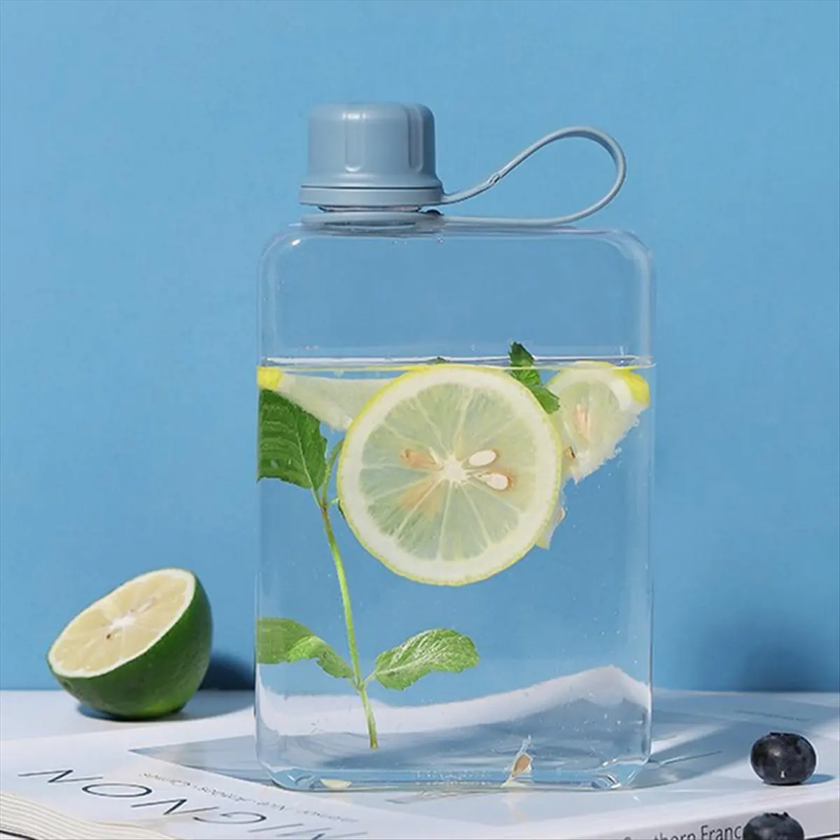 ●Square Water Bottle 500ml Portable Flat Drink Cups Slim Cold Flask Sports Water Bottle Summer Water Flask for Hiking B
