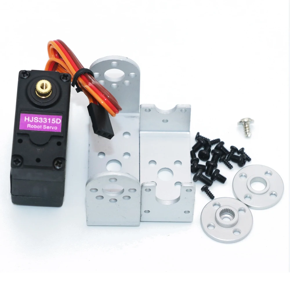 HJ S3315D 15KG แรงบิดโลหะแปรงมอเตอร์ 180 หมุนหุ่นยนต์ดิจิตอล RC Servo ยาวและสั้นตรง U Mouting