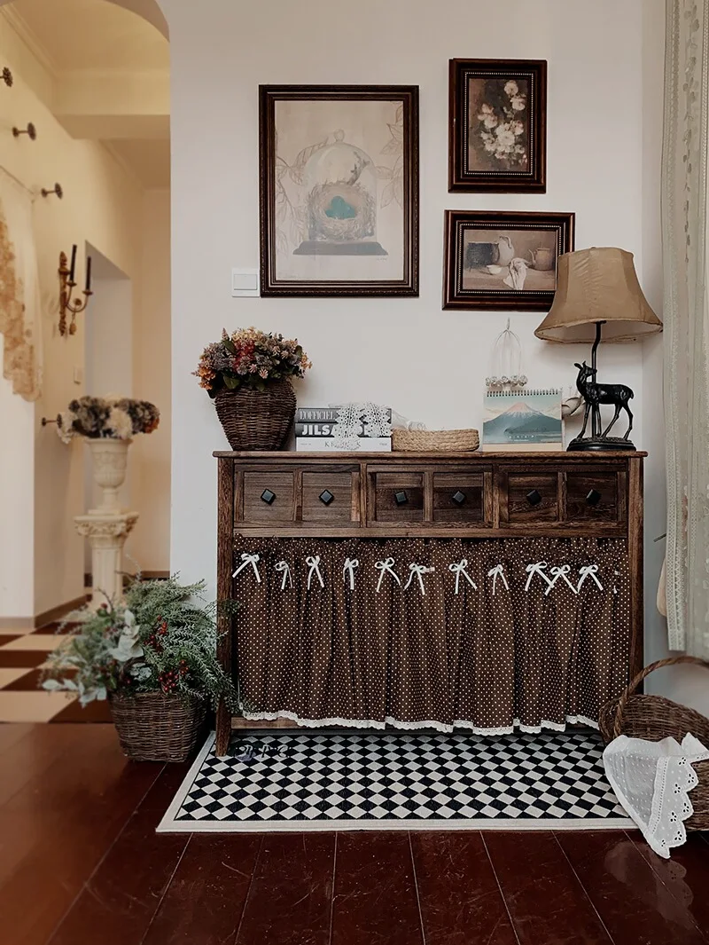 

Retro American Cabinet Curtains for Living Room Partition Curtain Kitchen Blackout Half Short Window Coffee Curtains