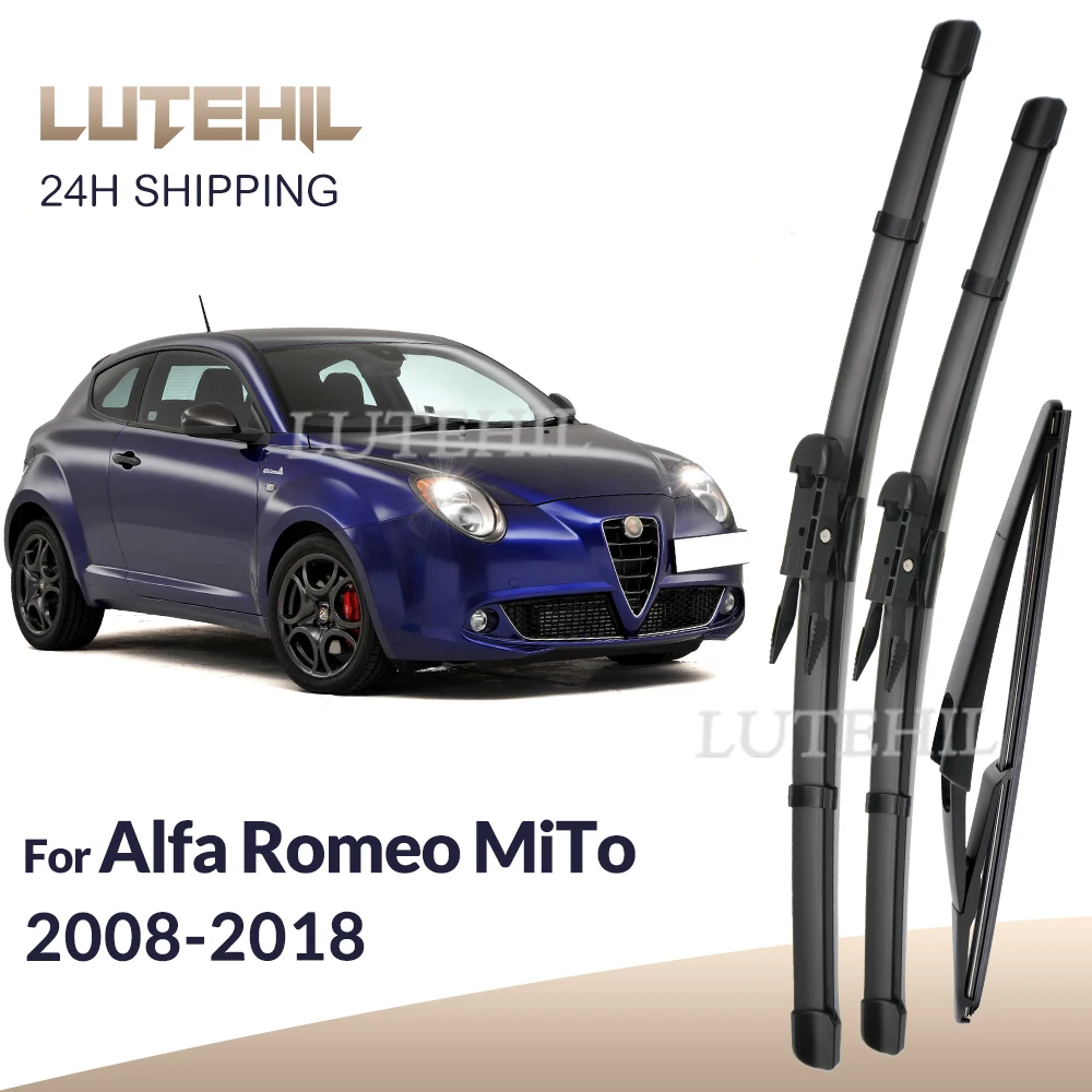 

For Alfa Romeo MiTo 2008-2018 2009 2010 2011 2012 Wiper Front&Rear Wiper Blades Windshield Windscreen Window Brushes 26"+15"+12"