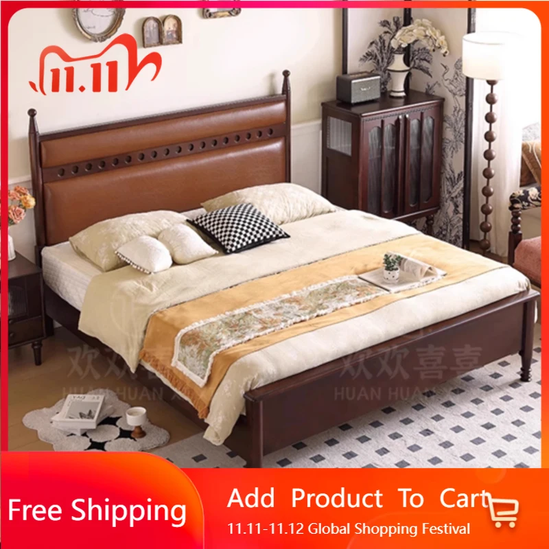 

Wooden Castle Bed Bedroom Double Frame Loft Massage Bed Design Simple Sleeping Platform Letto Matrimoniale Trendy Furniture