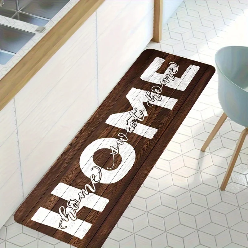 Rustic Wooden Board Kitchen Runner Rug  Home Sweet Home Letter Print Non Slip Washable Farmhouse Long Floor Mat