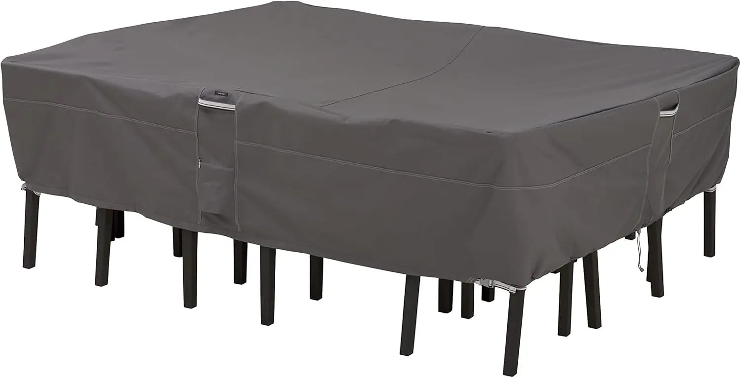 Water-Resistant 88 Inch Rectangular/Oval Patio Table & Chair Set Cover, Medium Taupe Brown Outdoor Furniture Protection