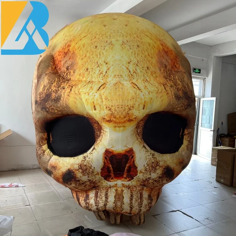 Cráneo gigante inflable a medida para decoraciones de césped de Halloween, juguetes para eventos de diseño