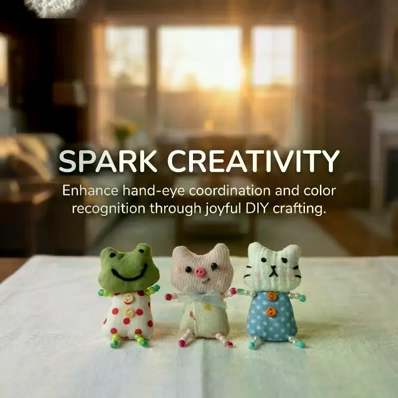 Handmade Beaded Pig Frog Cat DIY Charms Clothing Accessories Cute Animal Embellishments for Kids Party Outfits