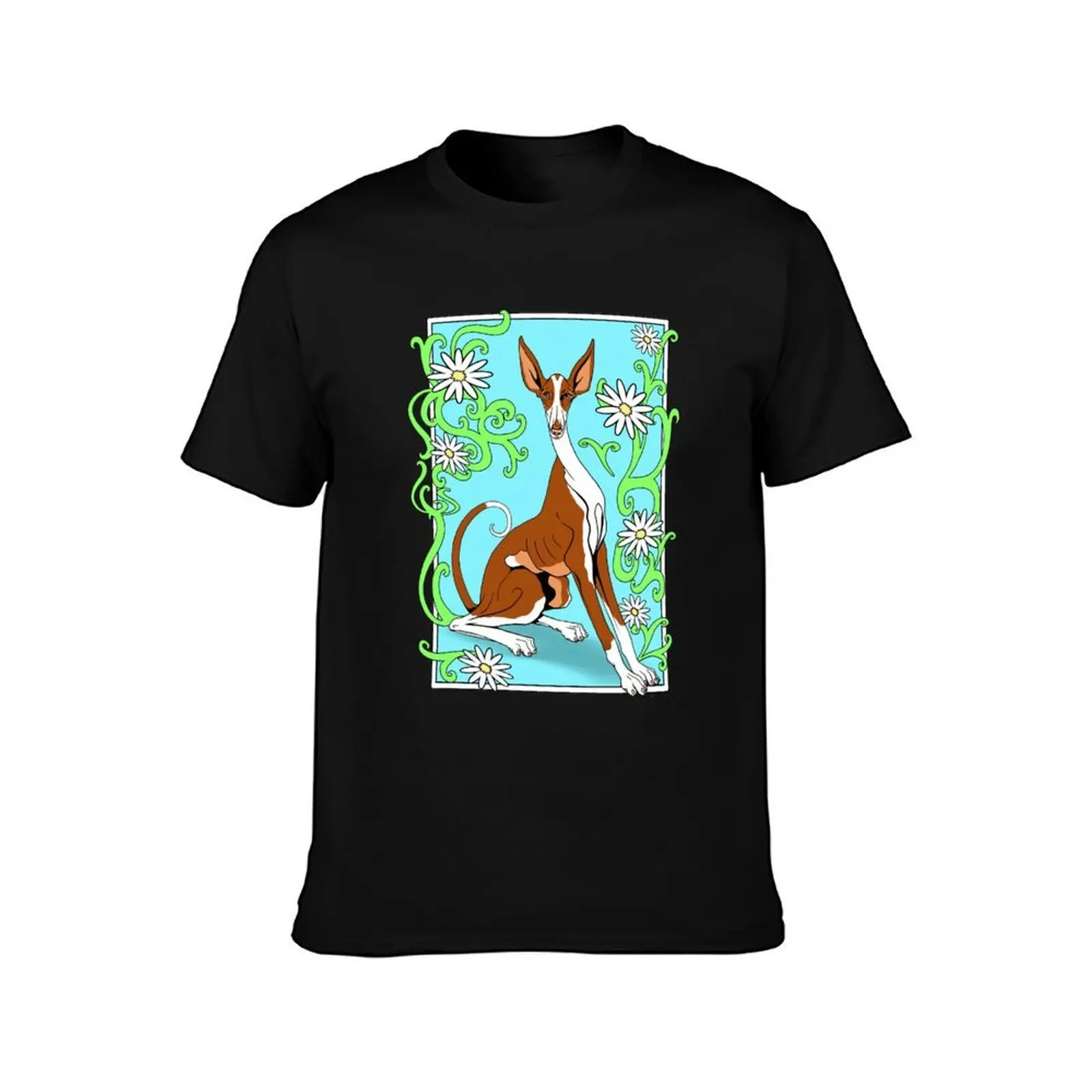 Ibizan Hound surrounded by daisies. T-Shirt Plus Size Quick Dry Sports Tee T-Shirt