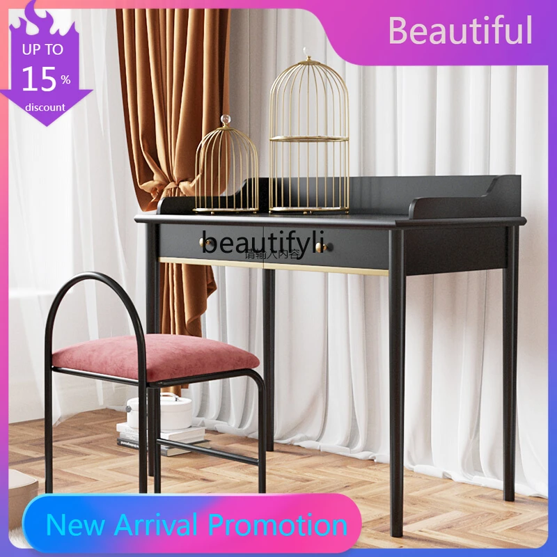 

French Retro Dresser Black Mid-Ancient Light Luxury Dresser Exquisite Desk G1218