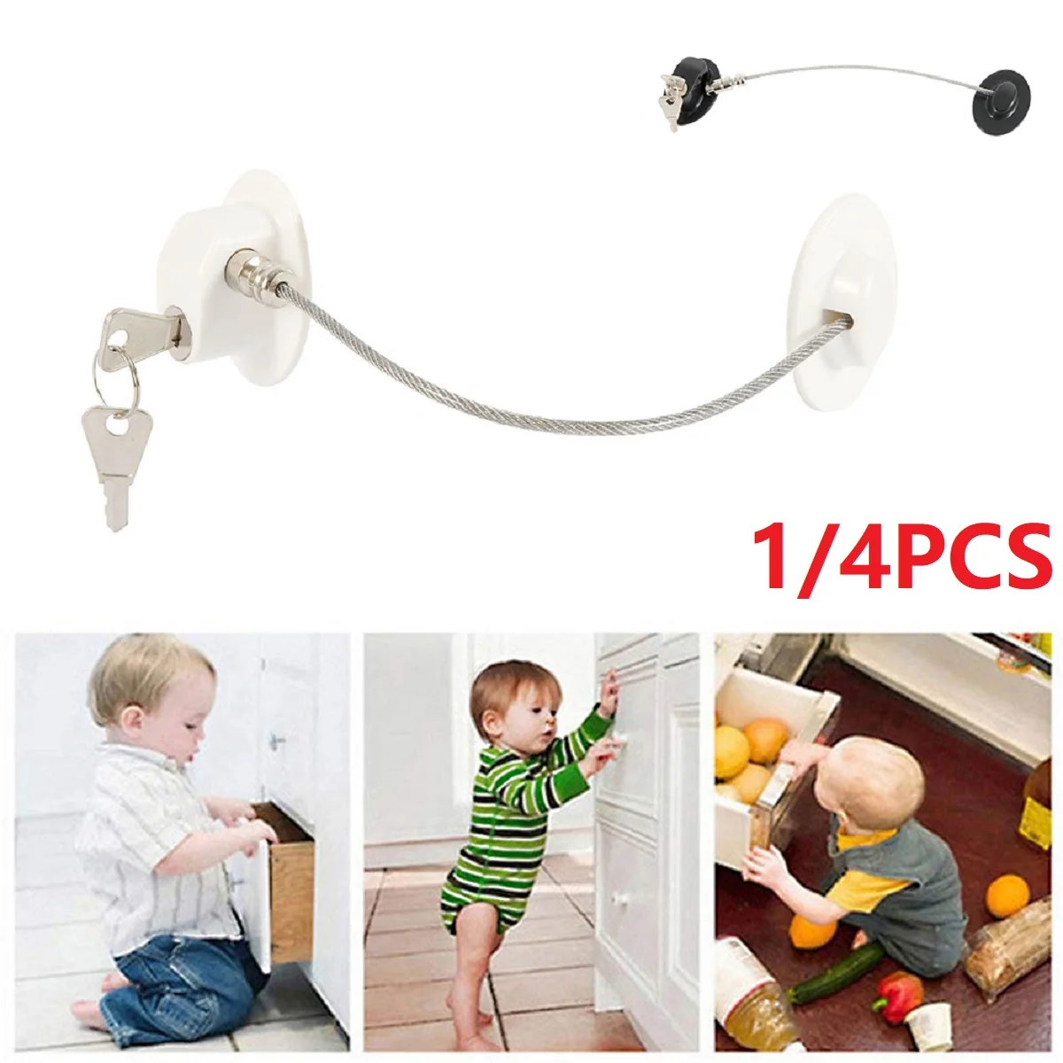 

1/4 Pcs Baby Safety Lock Multifunctional Home Door Window Security Limiter With Keys Child Restricto For Drawer Password Locks