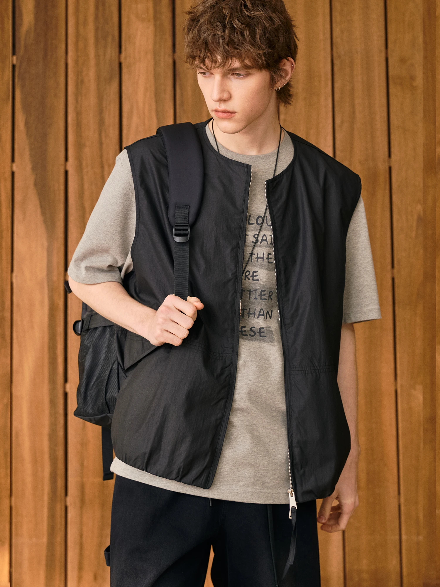 Spring Summer Men's Lightweight  Color Outdoor Casual Vest Inner Wear Cardigan Breathable Comfortable Polyester Fiber
