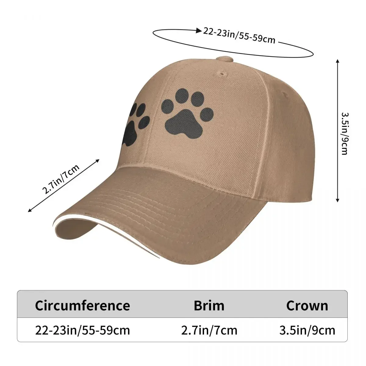 Black Paw Prints Baseball Cap Dog Collar Vintage Trucker Hat  Couple Women Outdoor Sports High Quality Custom Logo Baseball Caps image 4