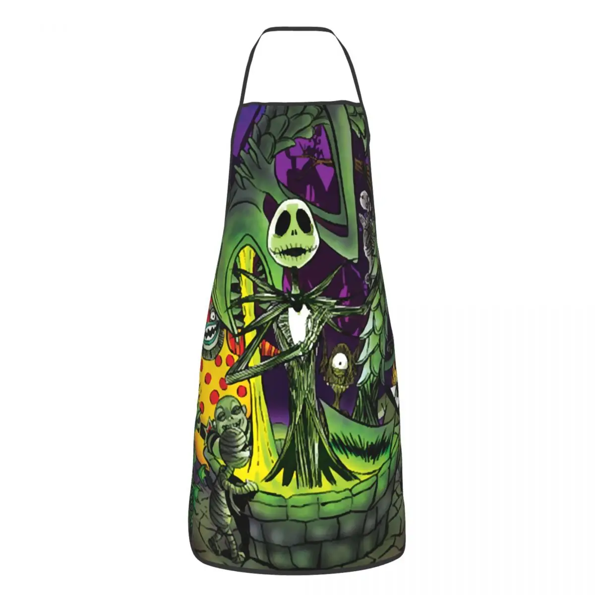 Custom Skeleton Christmas Nightmare Skull Apron Women Men Unisex Bib Skellingtons Cooking Kitchen Tablier Cuisine Chef Painting