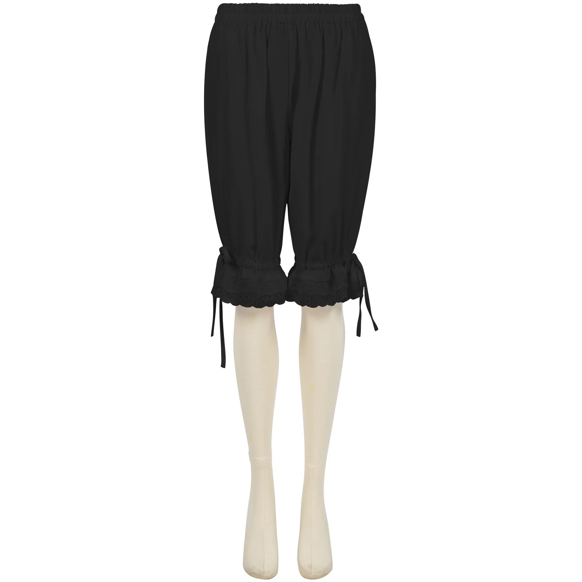 Vintage Lantern Pants Bloomers Ruffles Lace Hem Bow Shorts Elastic Wasit Wide Leg Pants Elastic Bubble Lolita Cosplay  Pants - view 5