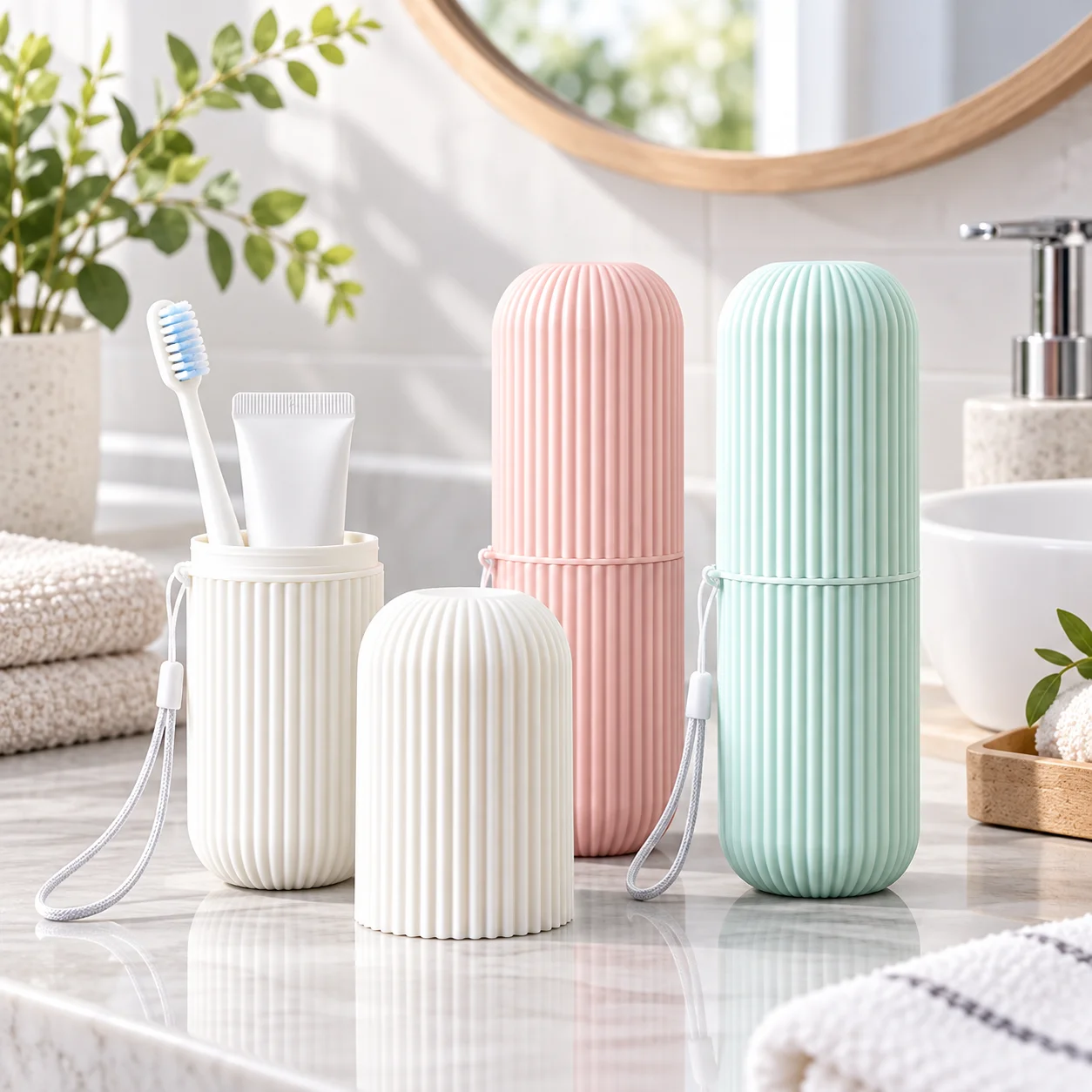 Travel Toothbrush Cup Toothbrush Holder Toothpaste Storage Box Multifunctional Large Capacity for Traveling Camping Trip