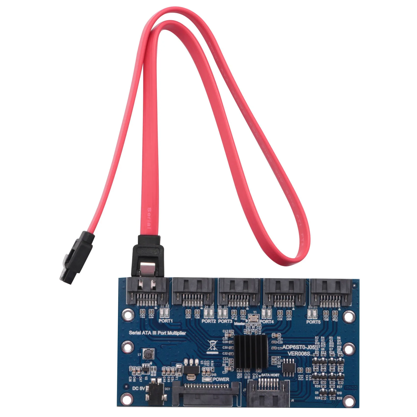 

Контроллерная плата A86P, плата расширения SATA, 1-5 портов SATA 3.0 6 Гбит/с, адаптер-мультиплексор для портов SATA, карта-райзер для компьютера