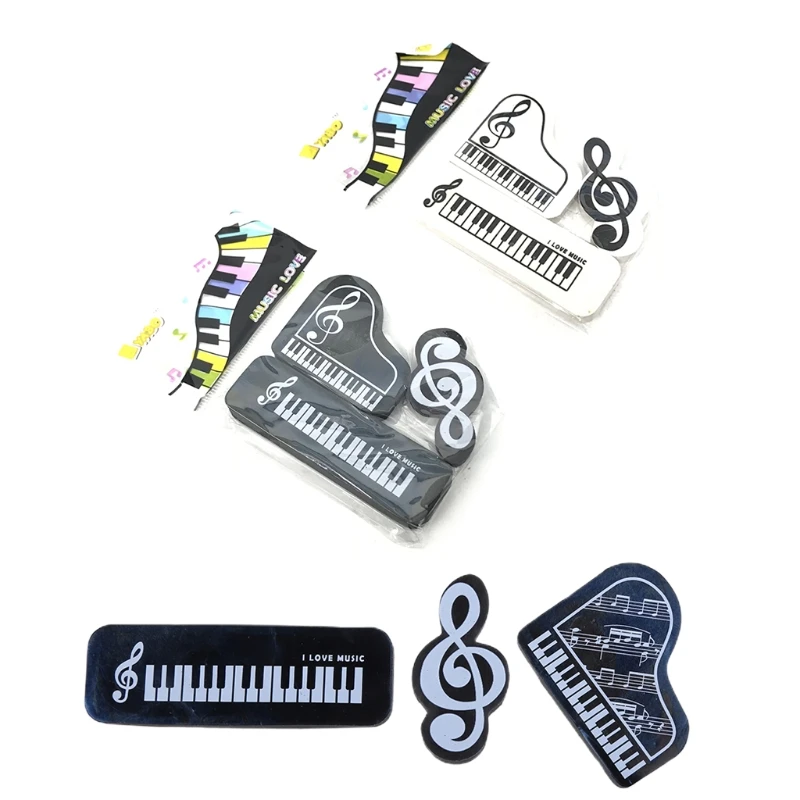 3Pcs Kids Rubbers Gift Small Piano Keyboard Gift Music Eraser Pencil Eraser Set