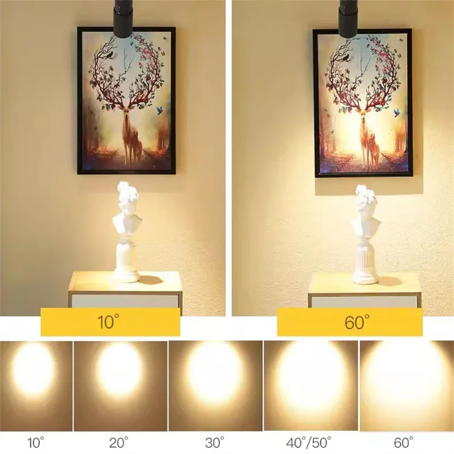 10W Zoomable LED Track Spotlight 8-60 Angle Focus LED Ceiling Spotlight LED Track Lighting for Shop Kitchen Scene Decor