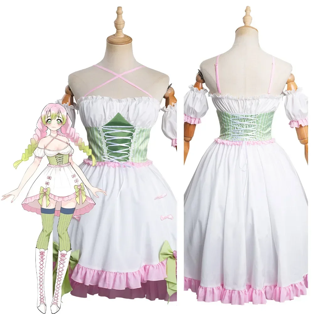 Anime Kanroji Mitsuri Cosplay Kostuum Lolita Jurk Outfits Halloween Carnaval Pak