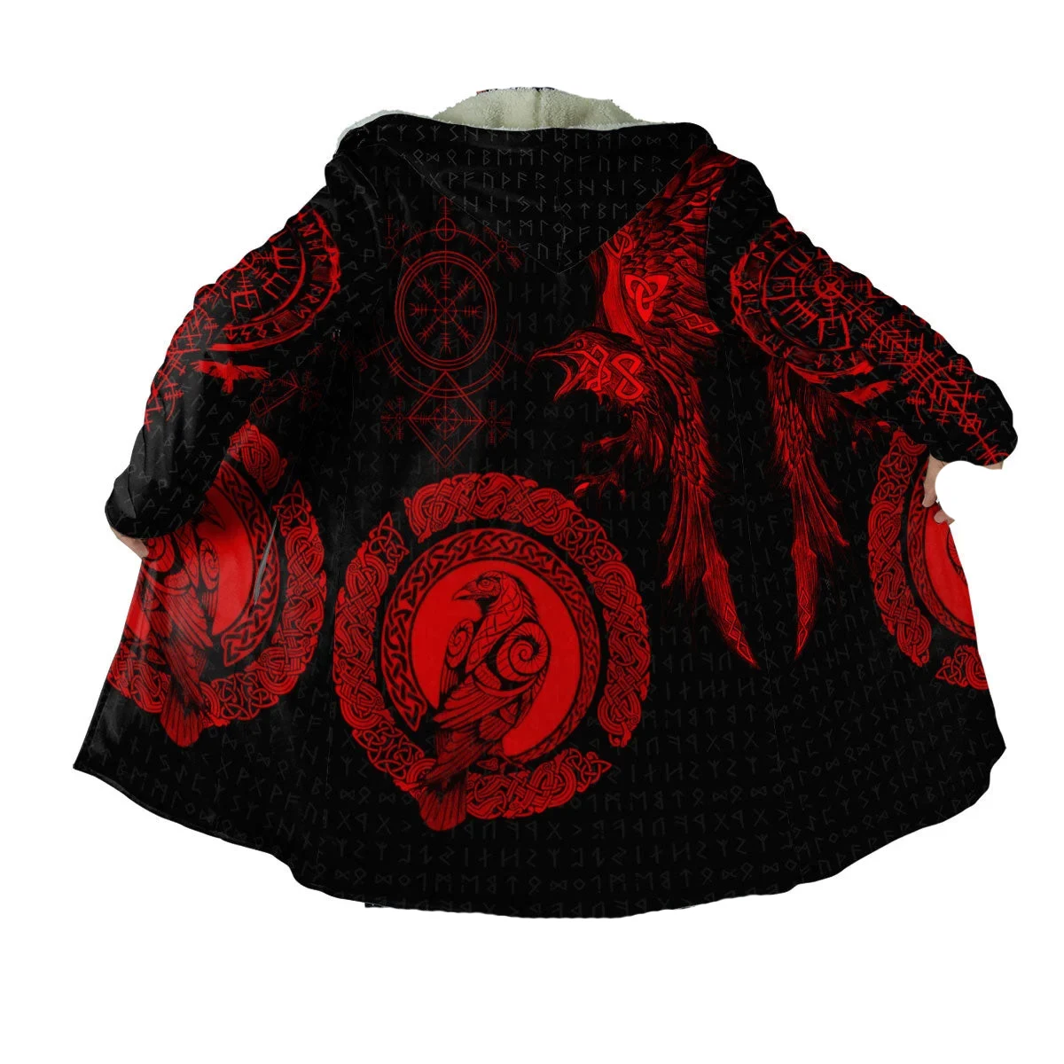 نورس الأساطير أودين الله ووريورز فينرير وولف تأثيري الوشم خمر ريترو 3DPrint الشتاء معطف غير رسمي هودي عباءة الصوف X3