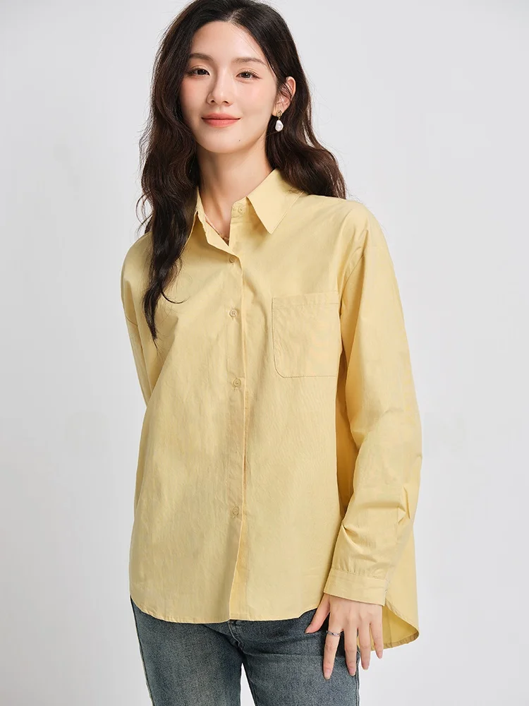 

Женская рубашка Gansen из чистого хлопка с длинным рукавом, однотонная, на пуговицах, для офиса, приталенная, профессиональная, стильная