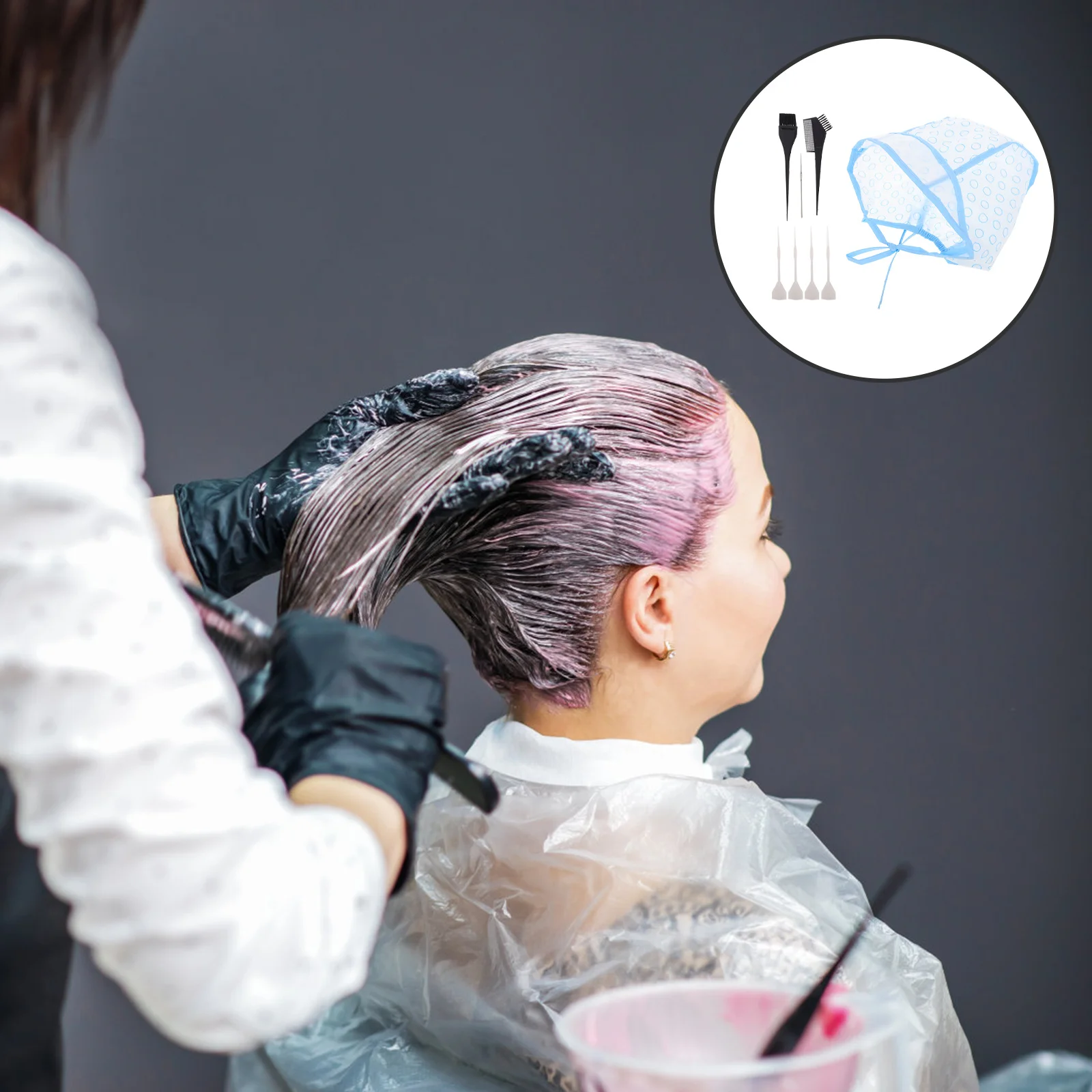 

12Pcs Hair Highlighting Cap Kit Adjustable Dyeing Cap with Holes Salon Home Hairdressing Tool Crochet Needle Hair Highlights Kit