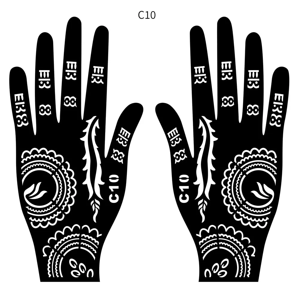 قوالب وشم قابلة لإعادة الاستخدام للجسم، استنسل وشم الحناء للنساء، أدوات وشم مؤقتة قابلة لإعادة الاستخدام