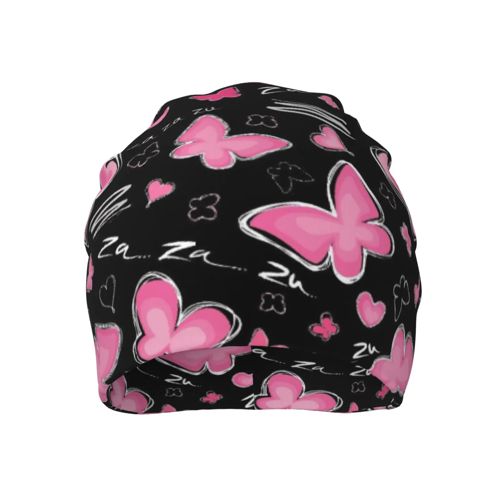 Butterfly Print Pattern Brimless Hat Street Skull Hat Bean Hat Water Buffalo Plaid Striped Plaid Cloth Warm Elastic Hat