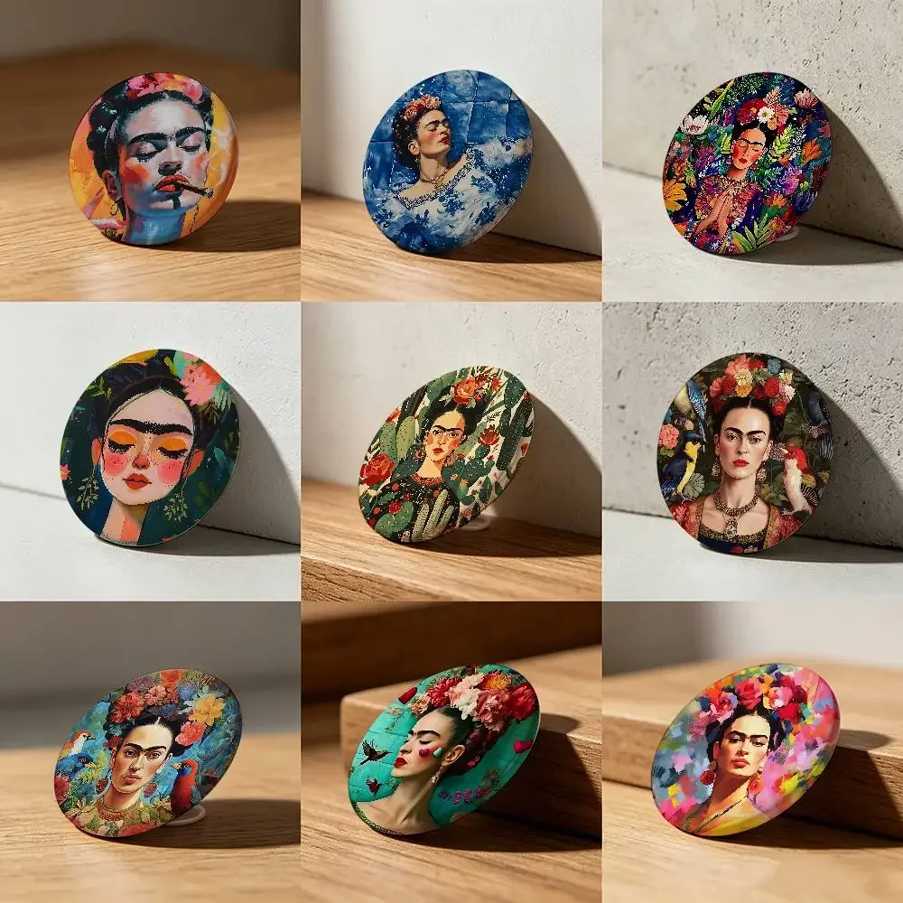 F-FridaES Design K-KahloS Badges Laser diamond texture Button Pins Tinplate Brooches Creative Badge Backpack Clothes Decor