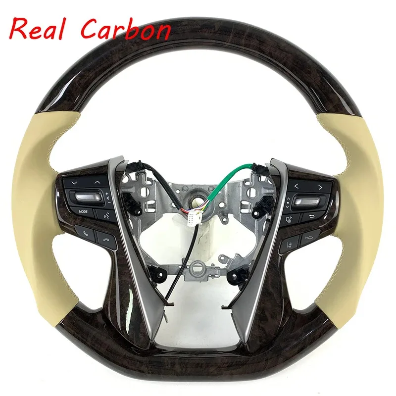 For Toyota Luxury Wooden & Carbon Fiber Steering Wheel - Tailored for Land Cruiser Prado