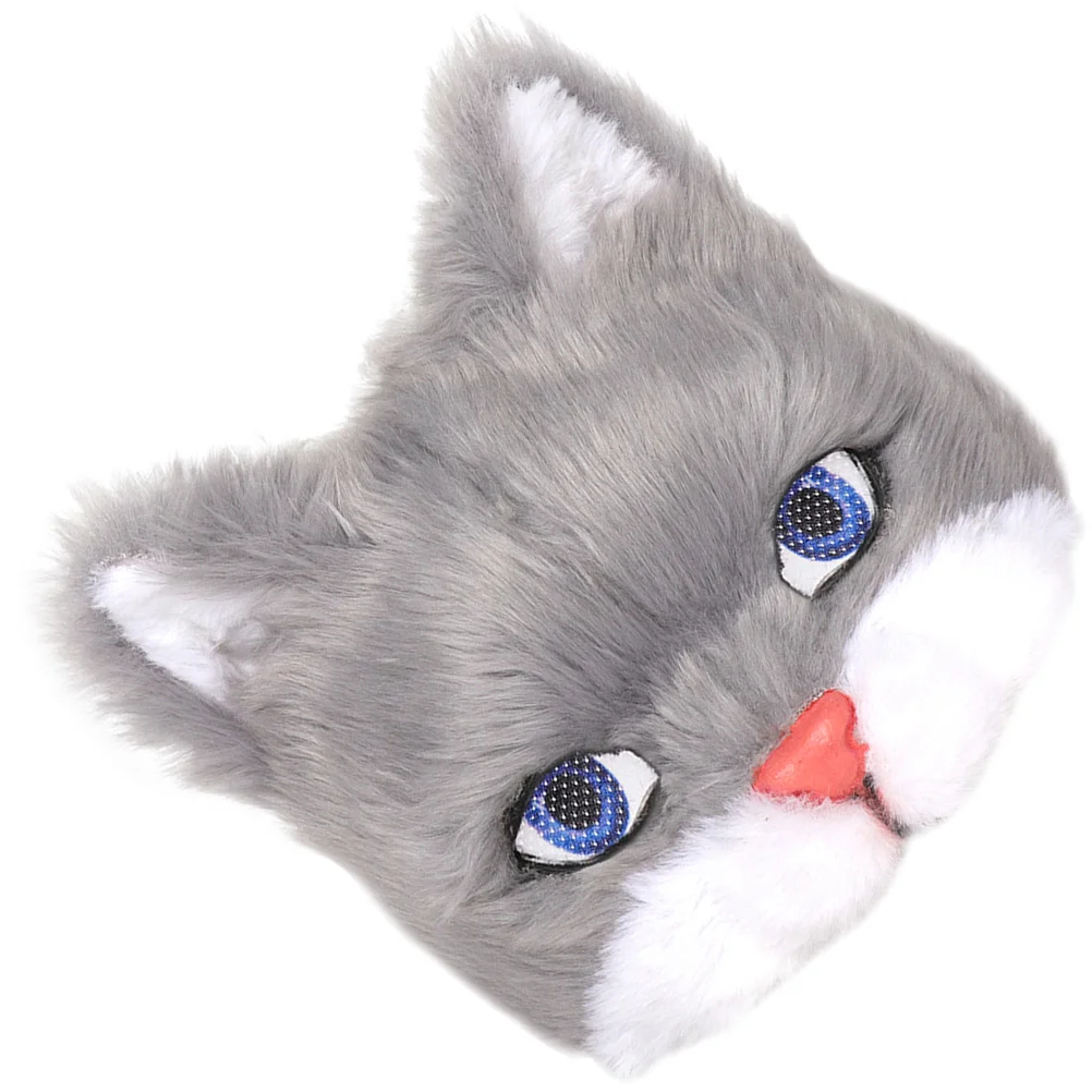 Kitten Masquerade Masks Plush Cat Hairy Prom Decorations for Halloween Costume Bunny Suit