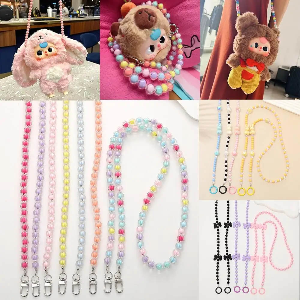 Necklace Acrylic Beaded Phone Lanyard Pearl Colorful Crossbody Strap Mobile Chain DIY Phone Case Pendant Gift for Women