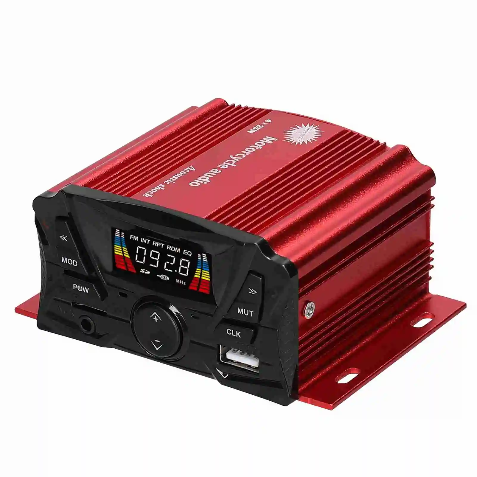 

Motorcycle Antitheft Bluetooth Speaker 4 Channel High Power FM Radio MP3 Stereo Speakers with LCD Display