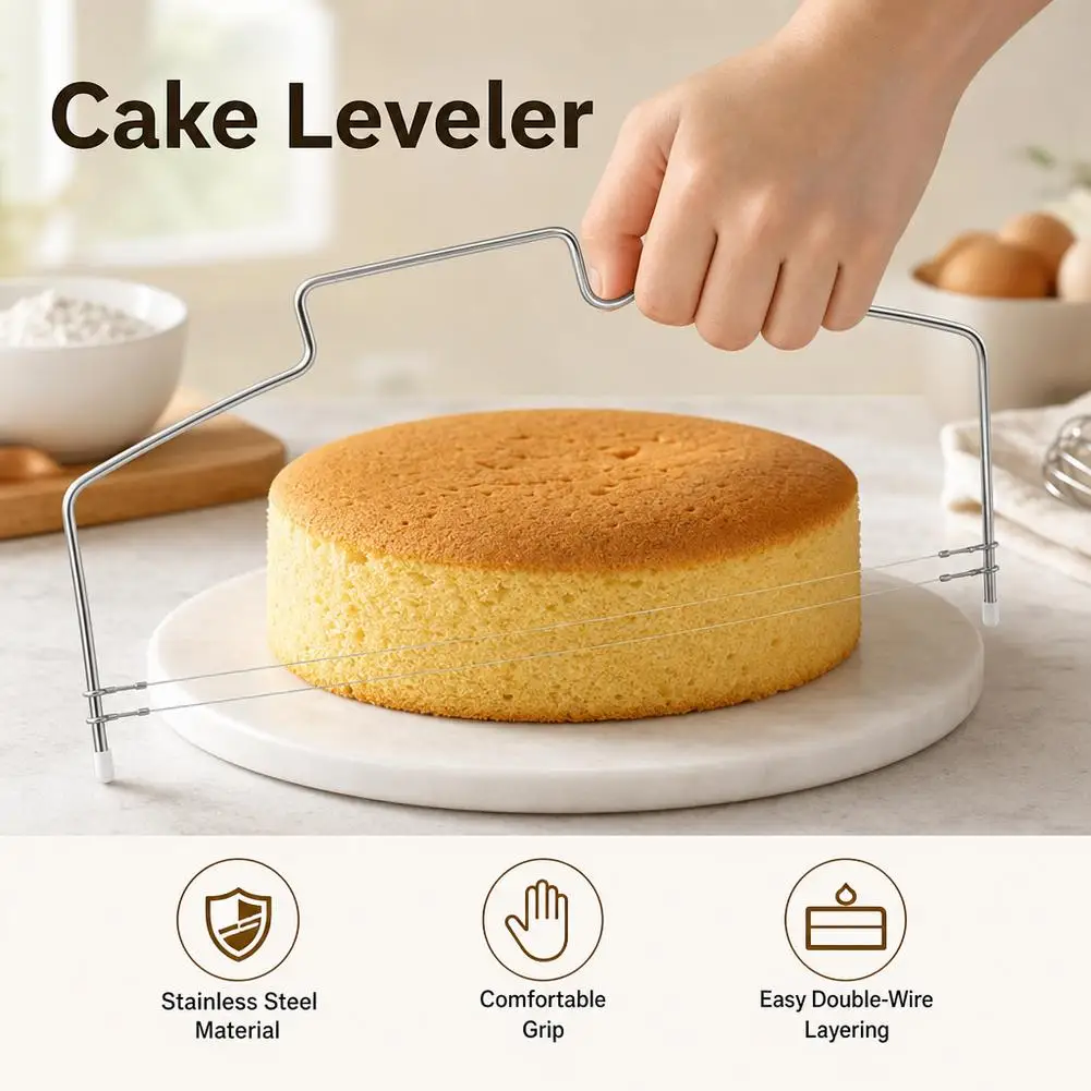 Stainless Steel Cake Leveler Double Wire Bread Slicer Adjustable Cake Cutter Layering Slicing Device Kitchen Baking Tools