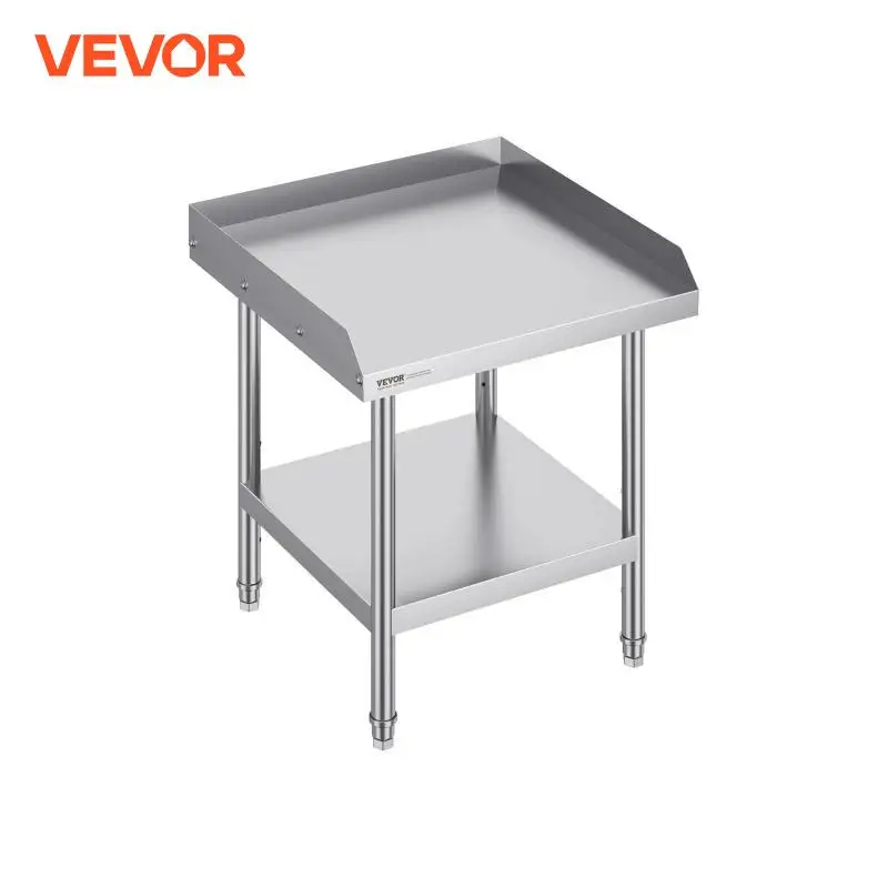 VEVOR Stainless Steel Work Table Commercial Heavy Duty Food Prep Worktable with Adjustable Height for Restaurant Home and Hotel