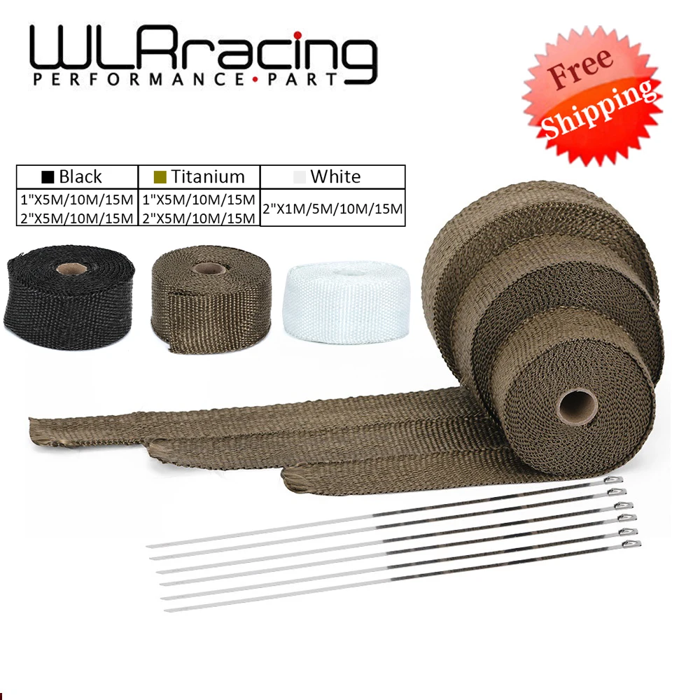 High Quality Fiberglass 1M 5M 10M 15M Exhaust Heat Wrap Roll for Motorcycle Heat Shield Tape with Stainless Ties Titanium Black