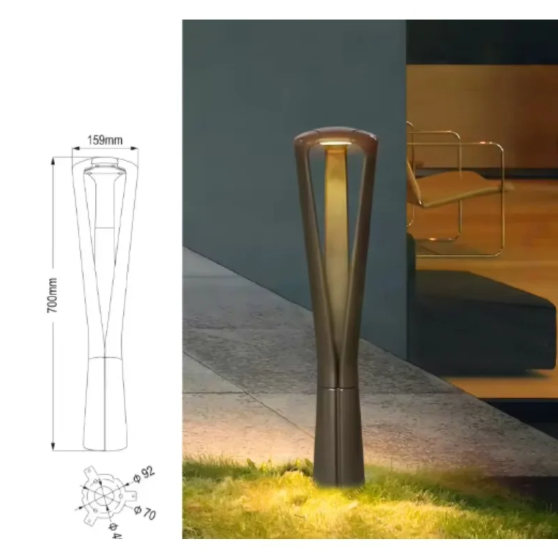 Aluminium-Garten-LED-Rasenleuchte der Güteklasse IP65 für den Außenbereich, Installation eines 120-Grad-Lichtwinkels