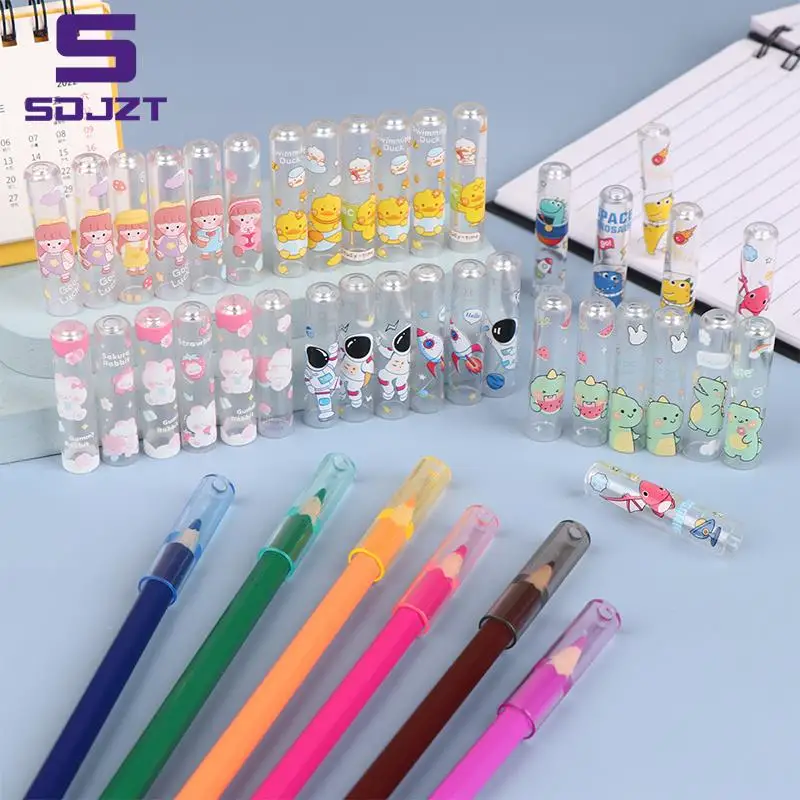 

6Pcs/set Cute Cartoon Pencil Protector Cover Student Pen/pencil Extender Cap School Office Stationery Supply