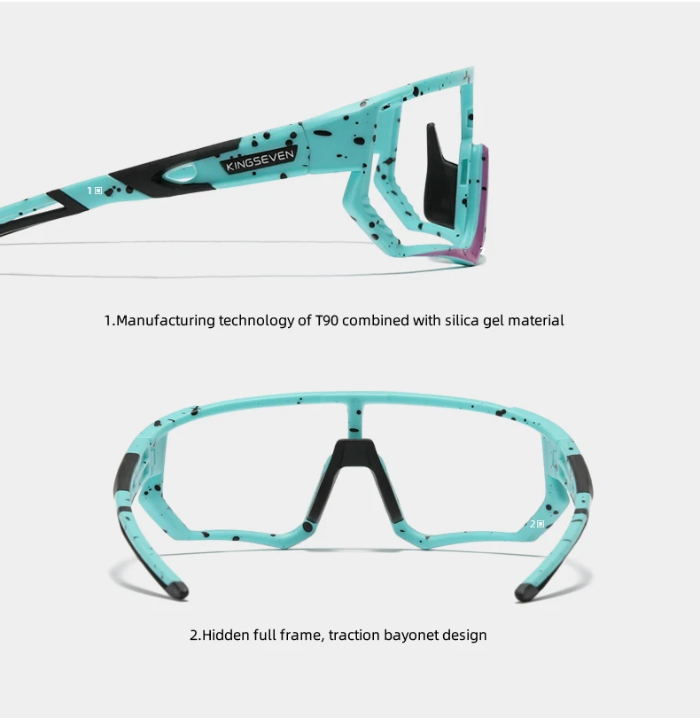 KINGSEVEN Radfahren Sonnenbrille Männer Frauen Mtb Fahrrad Brille UV400 Polarisierte Angeln Schutz Brillen Photochrome Fahrrad Brille – Detail 2