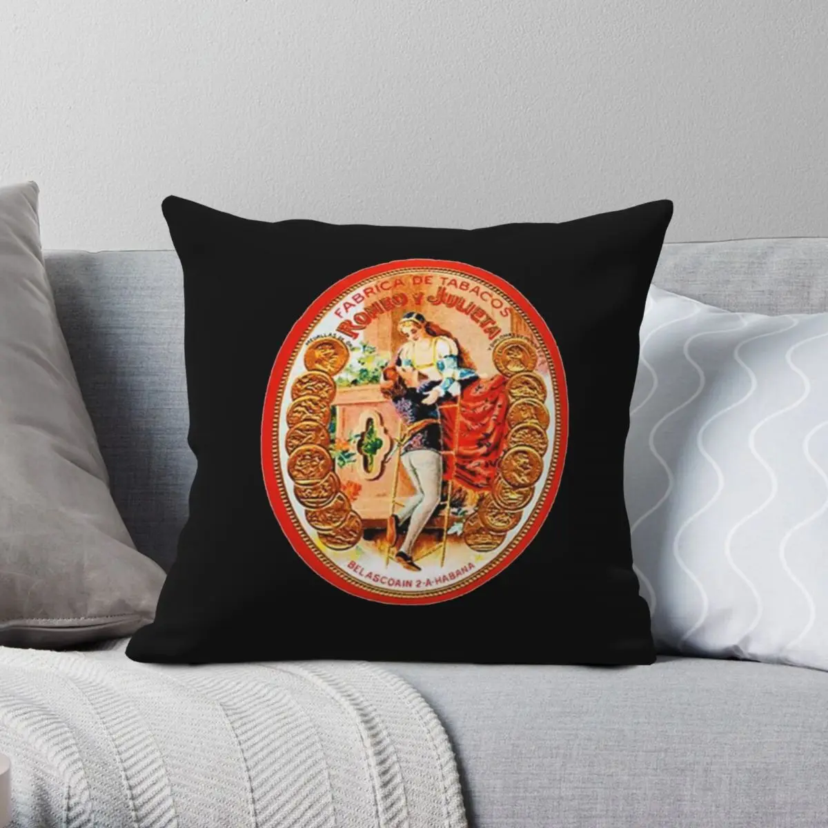 

Premium Cigars Square Pillowcase Polyester Linen Velvet Printed Zip Decorative Pillow Case Room Cushion Cover