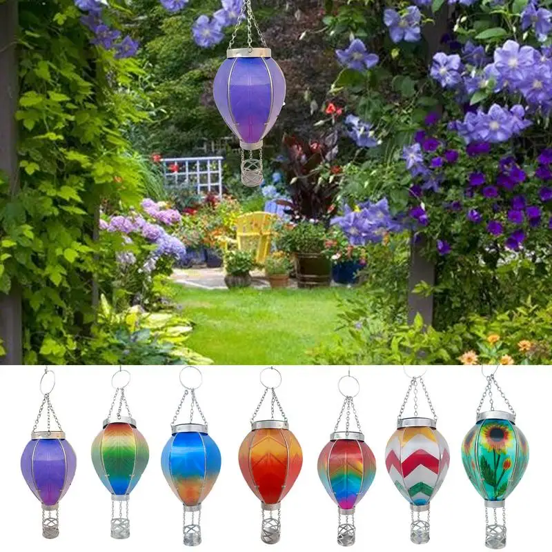 

Hot Air Balloon Solar Lantern LED Waterproof Hanging Lantern Decorative Colorful Solar Lanterns Flickering Flame Solar Lights