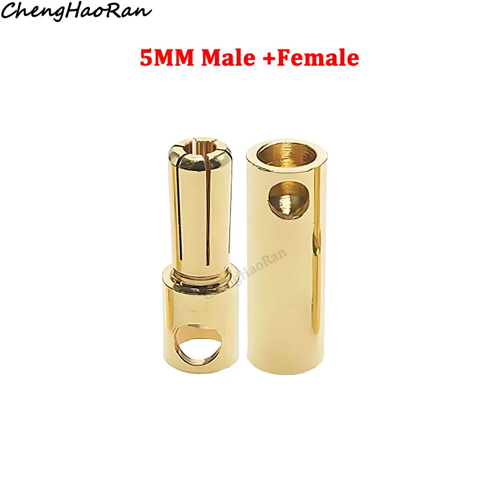2 шт. 2 мм, 3 мм, 3,5 мм, 4 мм, 5 мм, 5,5 мм, 6 мм, штекер типа «банан», позолоченный медный бесщеточный пулевидный разъем двигателя для батареи ESC, оптовая продажа