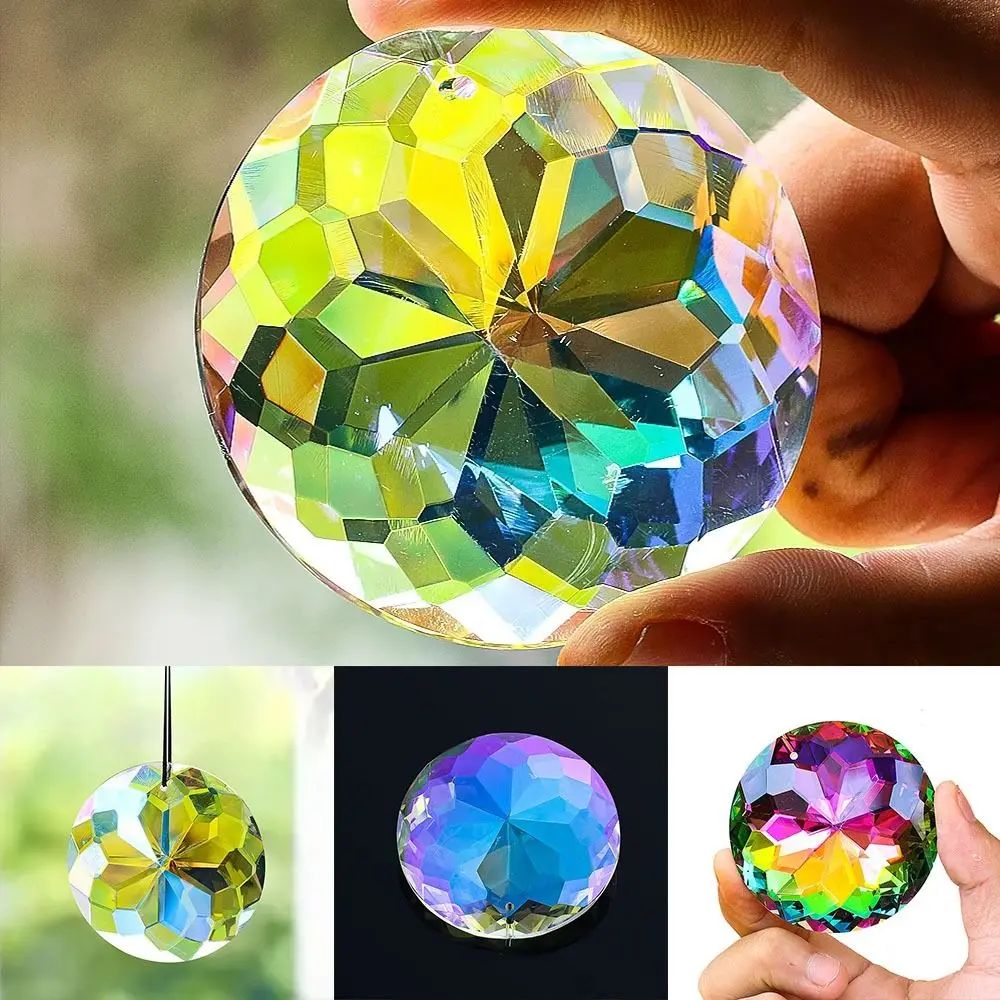 

60MM Mandala Suncatcher Round Clear Mandala Crystal Pendant DIY Crafts Flower Faceted Crystal Prisms Wedding Decorations