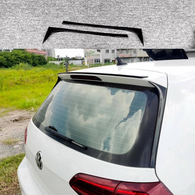 For Volkswagen VW Golf 7 Spoiler 2014 to 2019 2pcs Rear Window Oettinger Style Roof Spoiler ABS Plastic Rear Spoiler Gloss Black