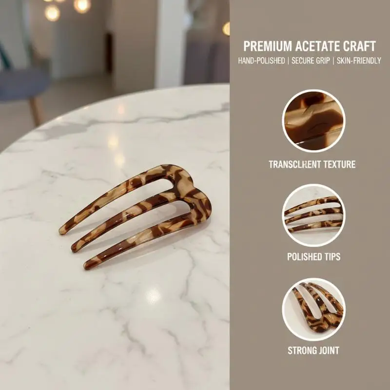 French Hair Pins For Women U Shaped Hair Forks Vintage Hairstyle Accessories Fashion 3 Prong Bun Hair Sticks HeadwearHot Sale