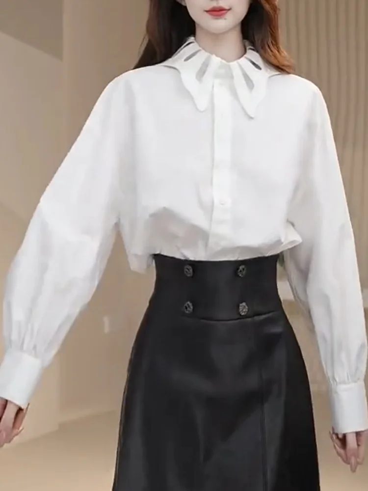 

Faionable Pure Color irt Design, большой размер, осенний новый Sle Ele, утягивающий универсальный топ, французский длинный воротник све