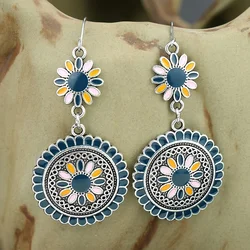 Multicolor Daisy Shaped Earrings Boho Vacation Style Casual Accessories Suitable For Daily Party Holiday Wear Gifts