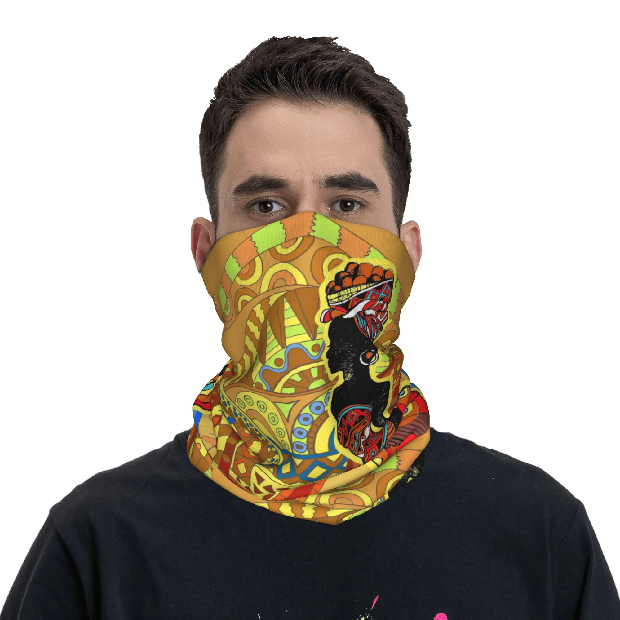 

Бандана-маска с африканским племенным узором для женщин, шарф-маска для лица, для походов и рыбалки, для мужчин и женщин, для взрослых, на все сезоны
