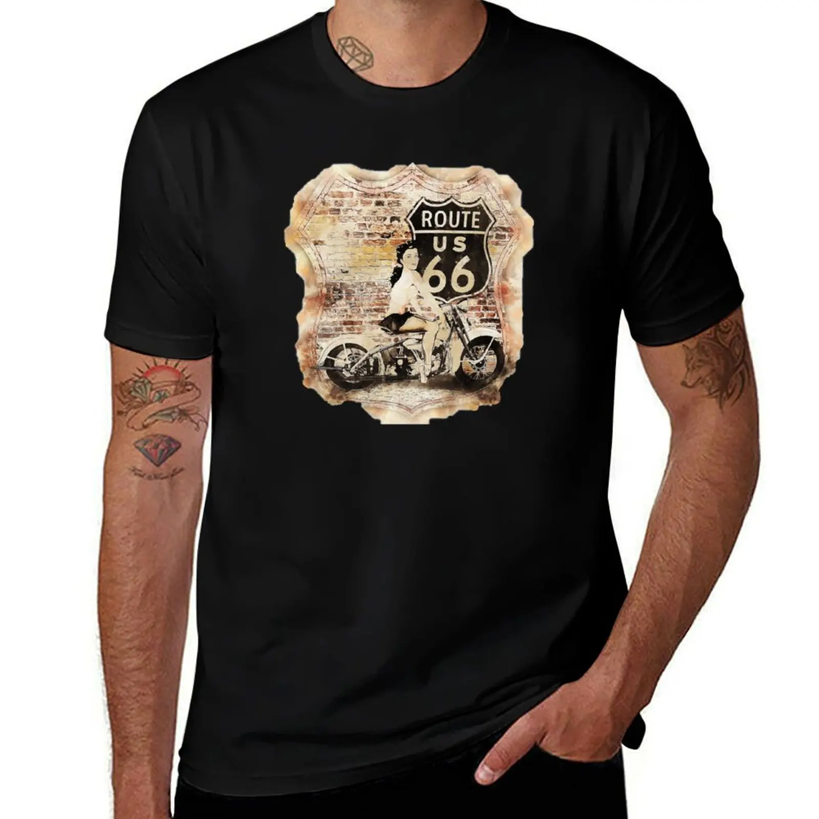 

Route 66 USA Vintage Highway T-Shirt t shirts for man cotton funny t shirts cotton man t shirt heavy cotton T-Shirt